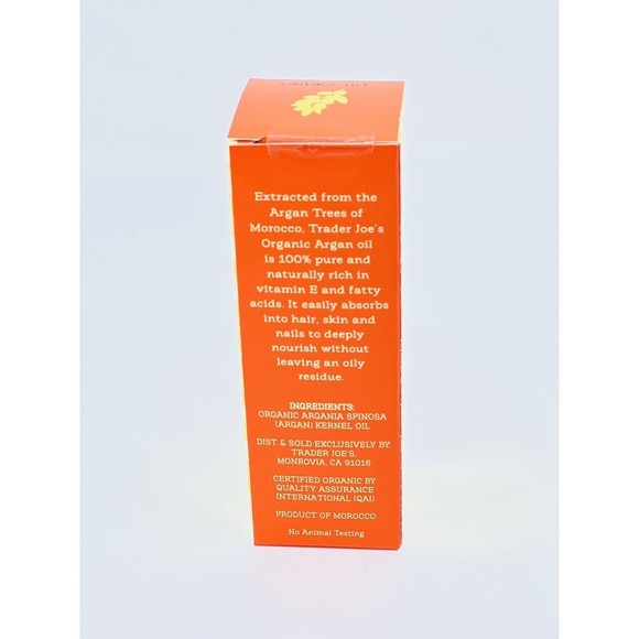 TRADER JOE'S 100% ORGANIC ARGAN OIL 1.7 Oz Nourish Skin Hair Nails NaturallyPURE - Picture 15 of 16